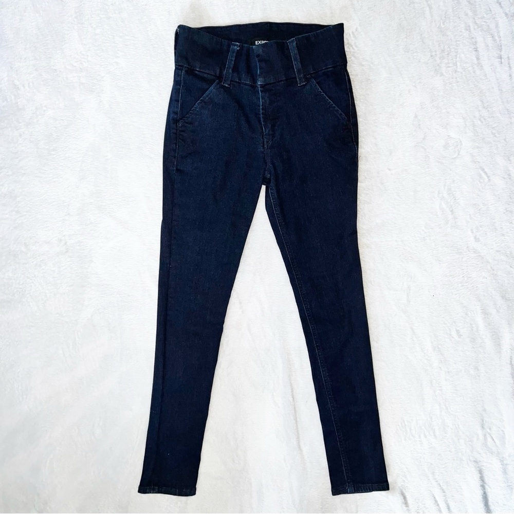 Express Midnight Blue Denim Legging High Rise Jeans